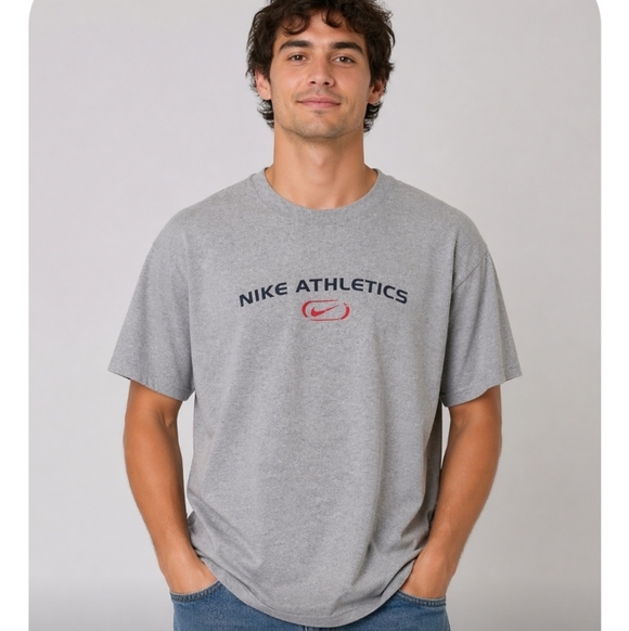 Nike Other - Vintage NIKE .Athletics Graphic T Shirt Grey XL
